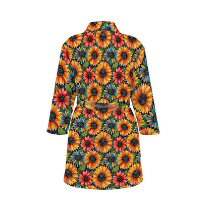 Sunflower Design, Women’s Bath Robe 33.5” Long