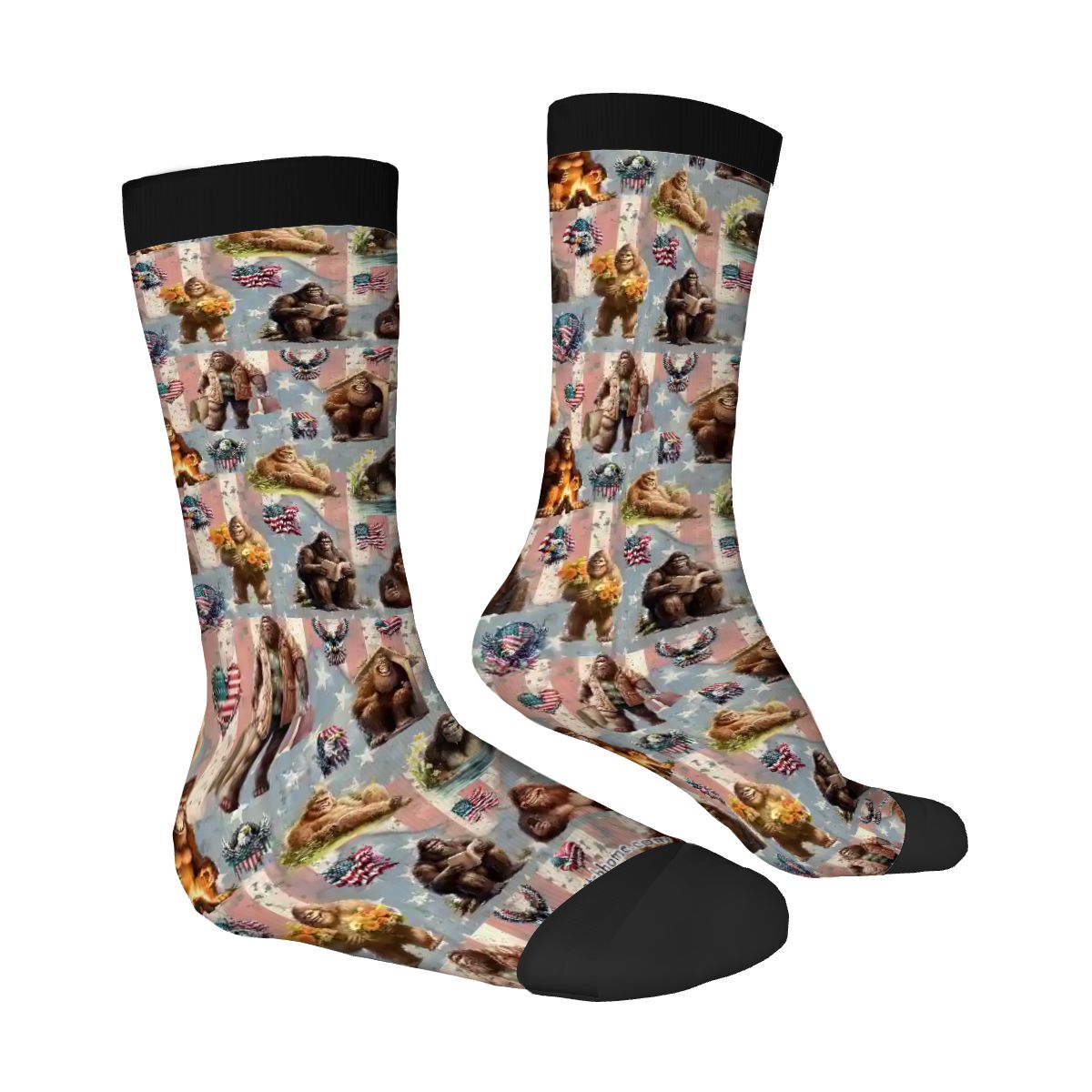 Bigfoot, Sasquatch 19 Designs - Polyester Crew Socks, Bigfoot Socks, Sasquatch Socks, Bigfoot Crew