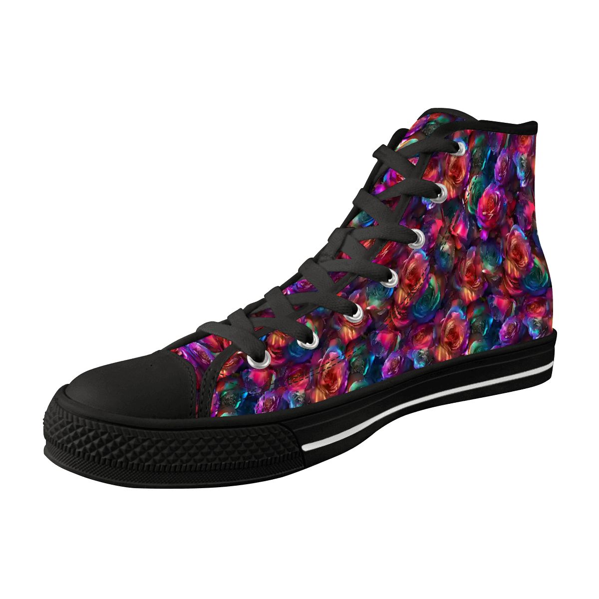 Floral Dragons, Women's High Top Canvas Shoes