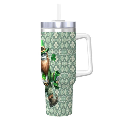 Bigfoot Sasquatch St Patrick 40 oz Stainless Steel Travel Coffee Mug with a Straw