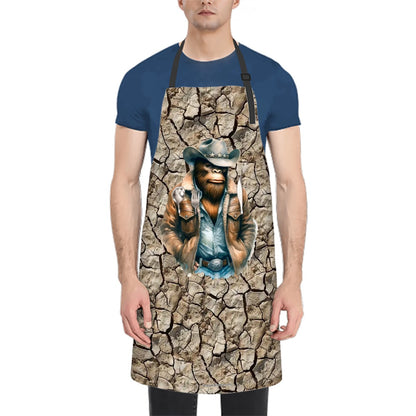 Cowboy Bigfoot, Sasquatch, Waterproof Apron with Pockets