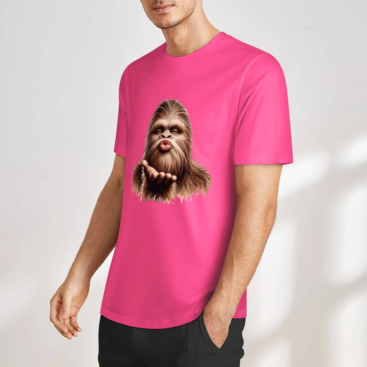 Bigfoot - Sasquatch Blow Kiss Short Sleeve Cotton T-Shirt
