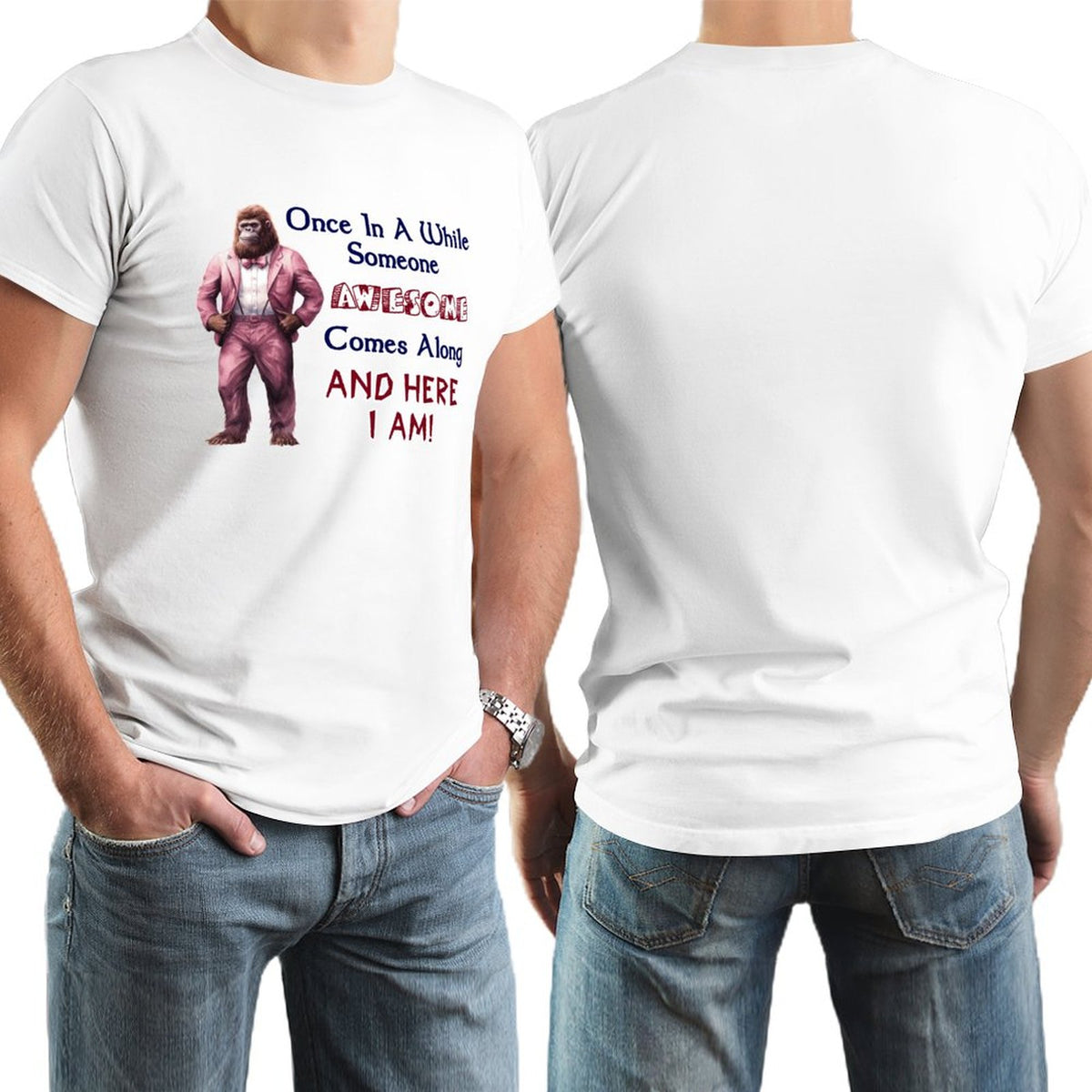 Sasquatch, Bigfoot "Once is a while...", Cotton Short Sleeve T-shirt