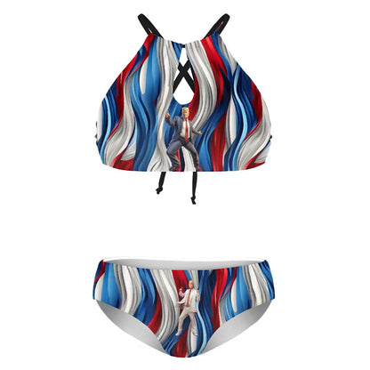 Patriot Donald Trump Dancing, Plus Size High-Waisted Bikini Customized Services
