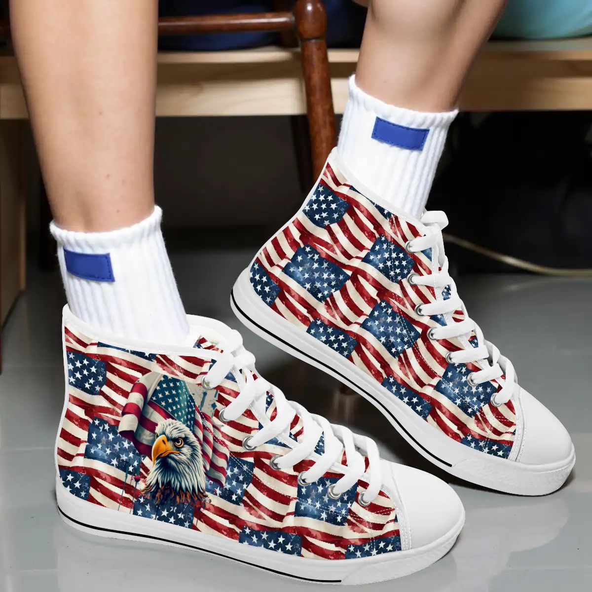 Patriot Eagles, Women's High Top Canvas Shoes