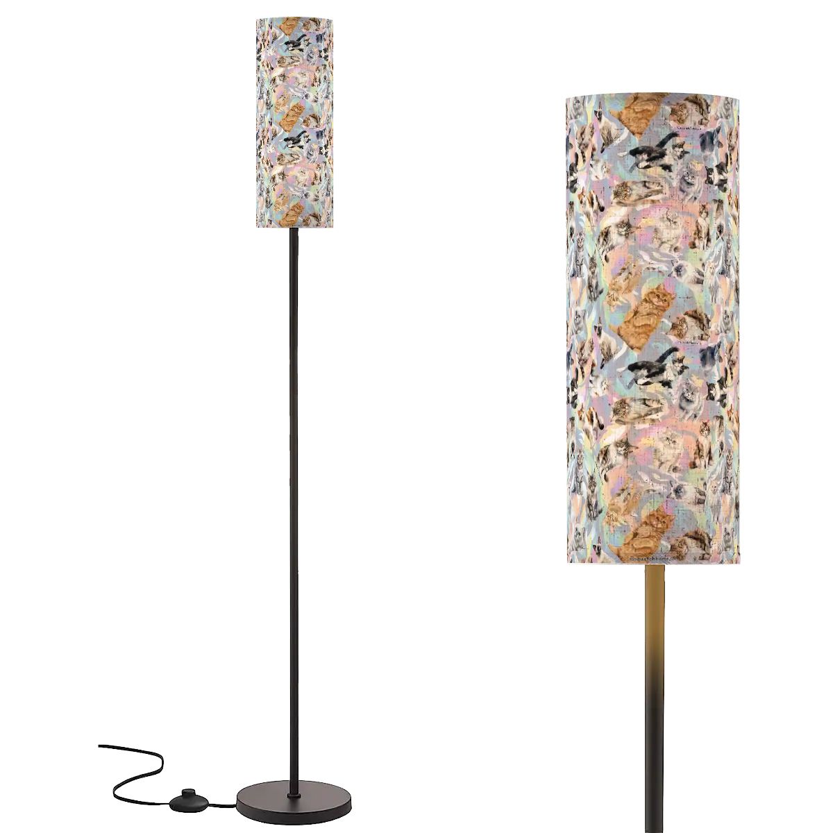 10 Domestic Animal Designs, Floor Lamp Modern Standing Lamp (Made in USA)
