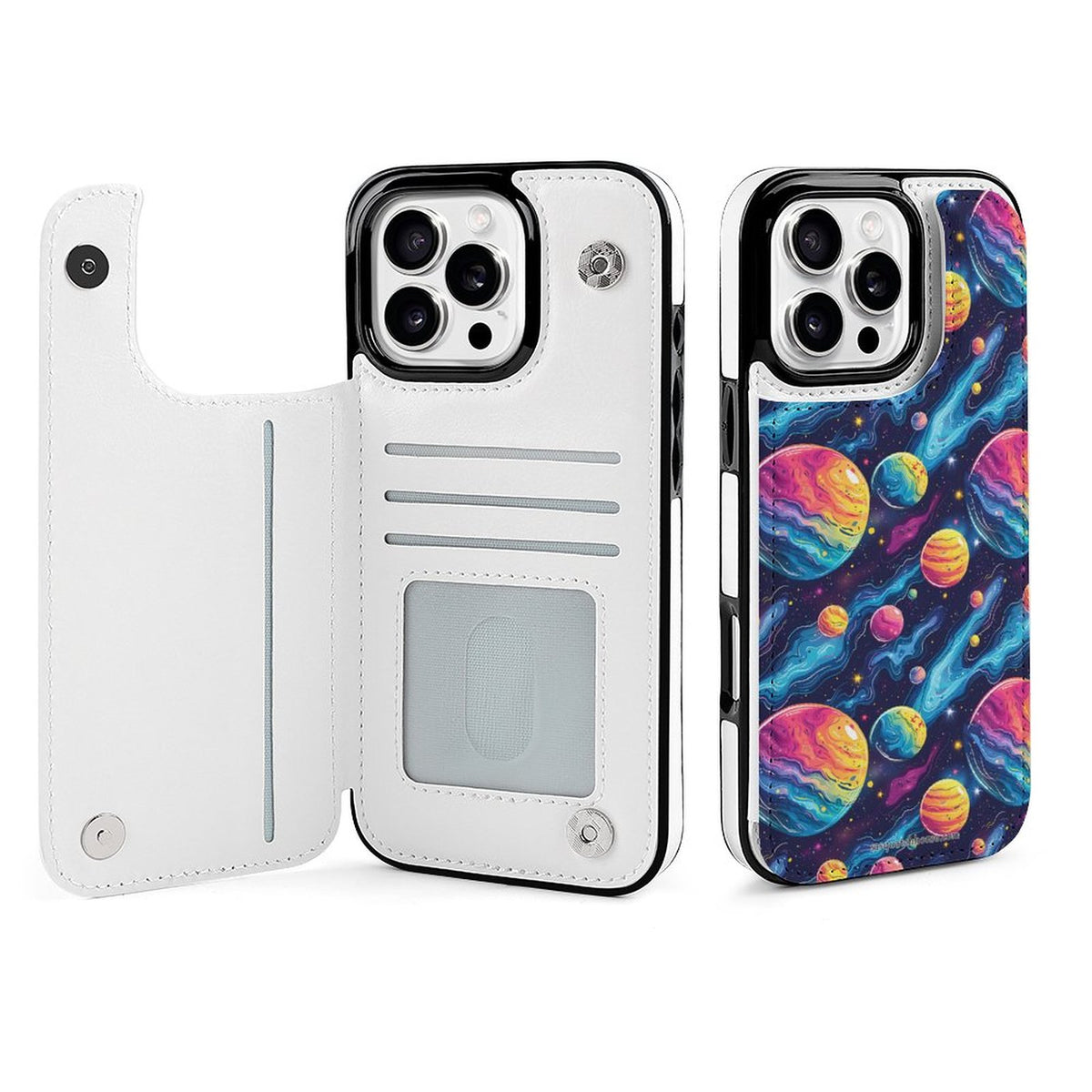 12 Galaxy Outer Space Designs, iPhone 16 Faux Leather Wallet Case