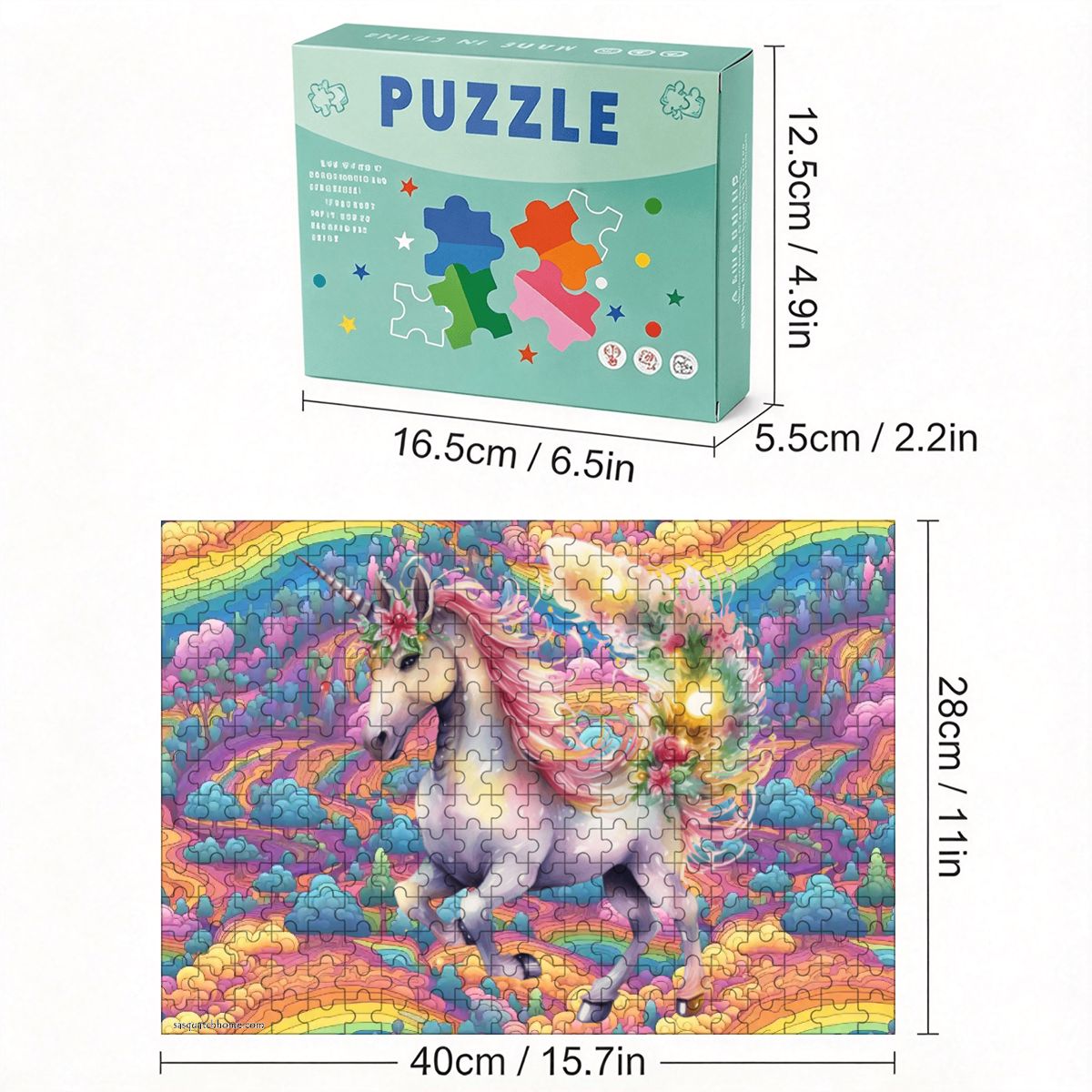 Rainbow Unicorn 300pcs Horizontal Wooden Jigsaw Puzzles