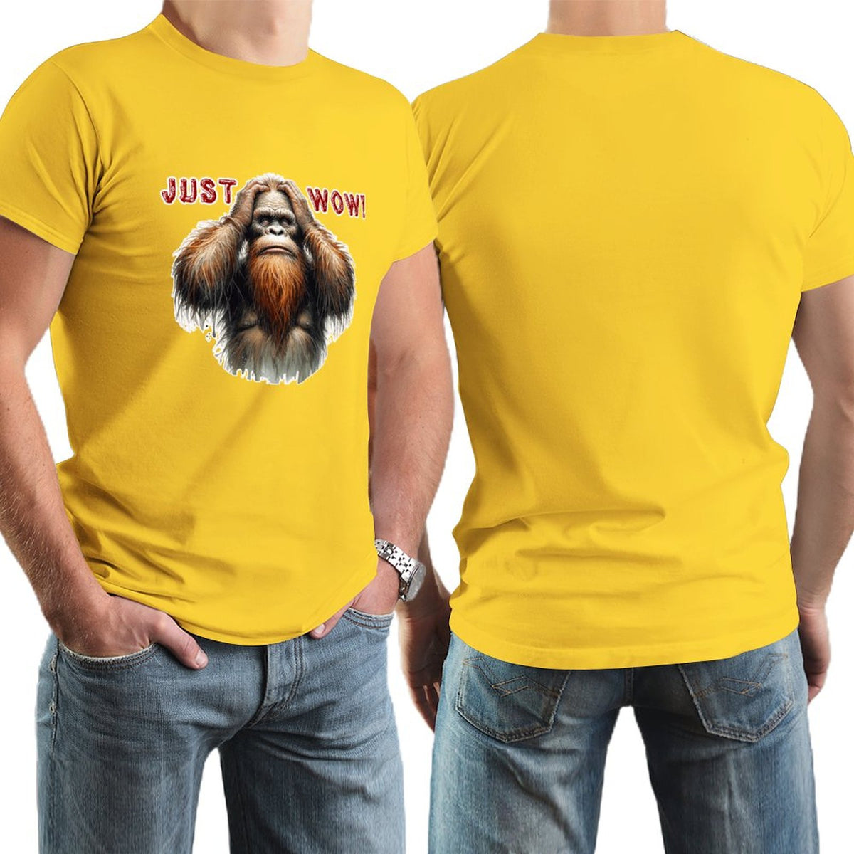 Sasquatch / Bigfoot "just Wow", Cotton Short Sleeve T-shirt