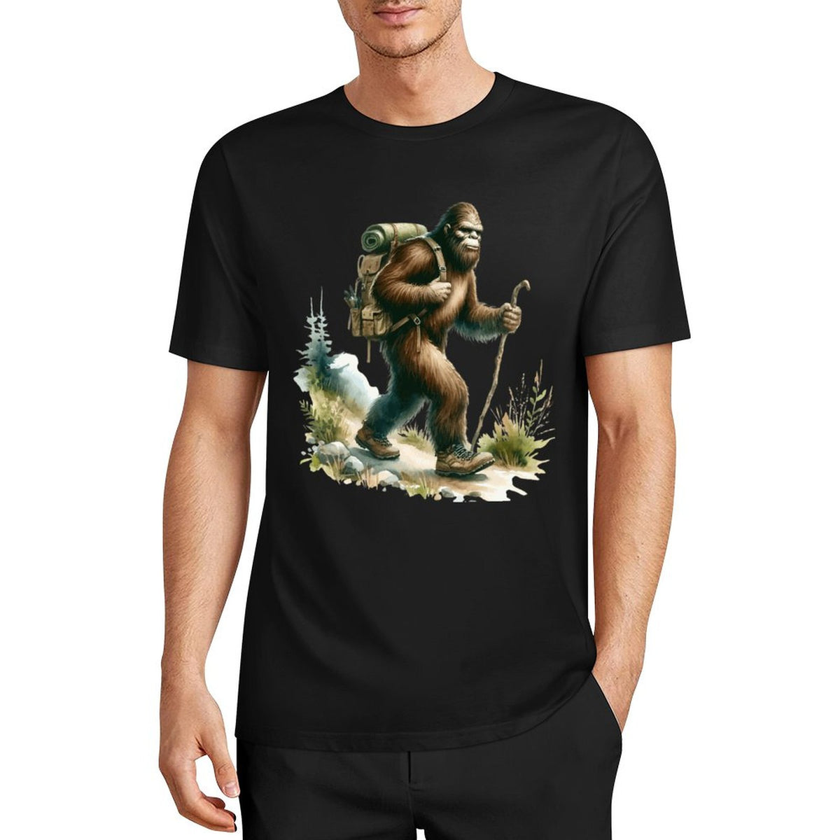 Bigfoot - Sasquatch Hiking Short Sleeve Cotton T-Shirt