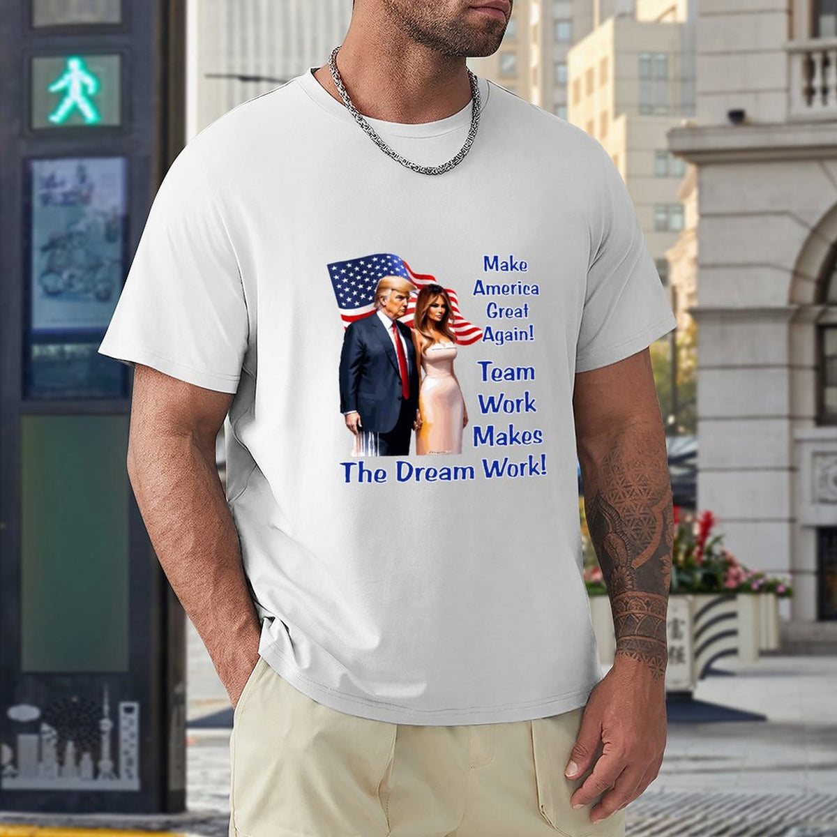 "Team Work makes the Dream work..", Donald Trump, Short Sleeve Cotton T-shirt