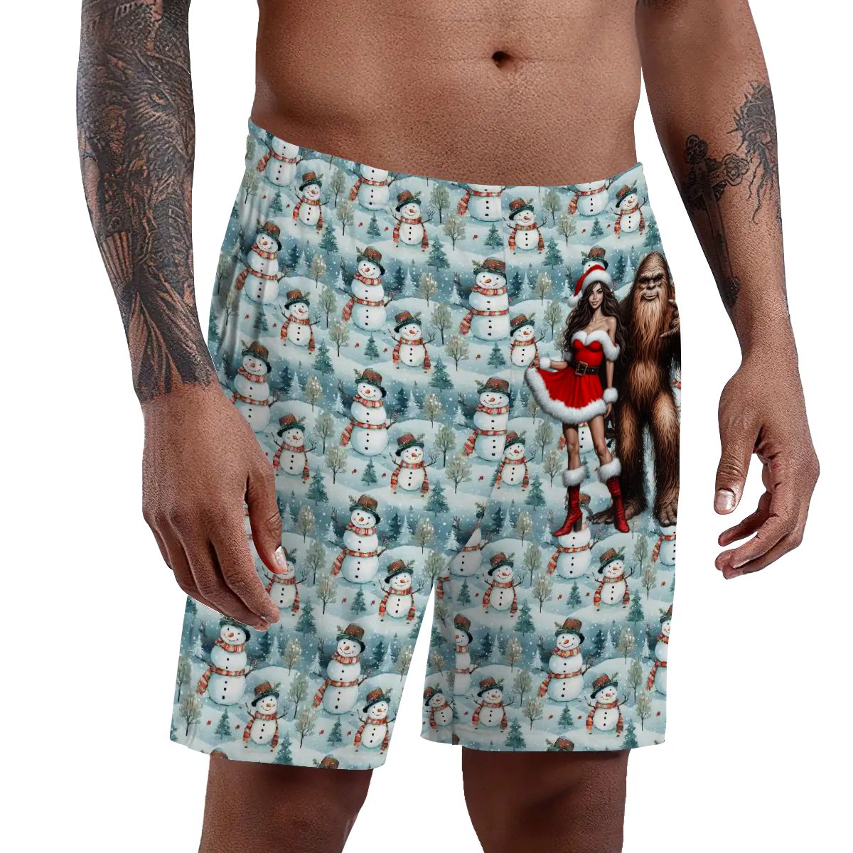 Naughty Bigfoot / Sasquatch, Men’s Polyester, pocketed, pajama Shorts