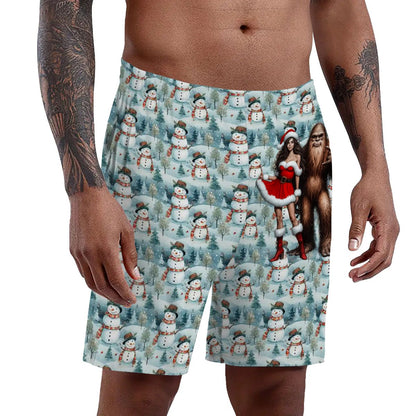 Naughty Bigfoot / Sasquatch, Men’s Polyester, pocketed, pajama Shorts