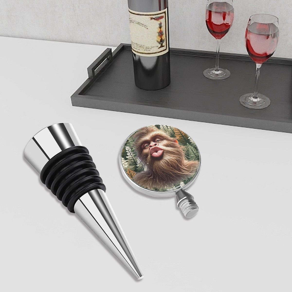 Bigfoot / Sasquatch Kissy Face, Wine Bottle Stopper