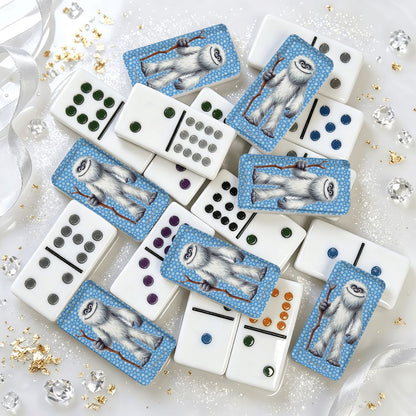 Yeti with Stick Double 12 Mexican Train Dominoes Set