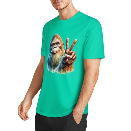 Bigfoot - Sasquatch Peace Sign Short Sleeve Cotton T-Shirt
