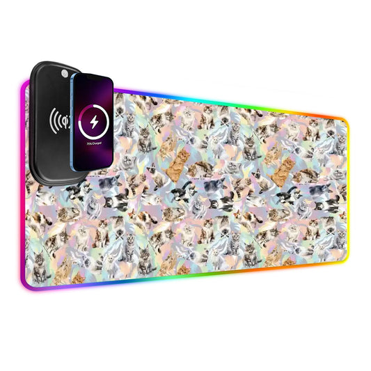 10 Animal Designs, Wireless Charging Gaming Mouse Pads / Mat With Lights - 2 Sizes