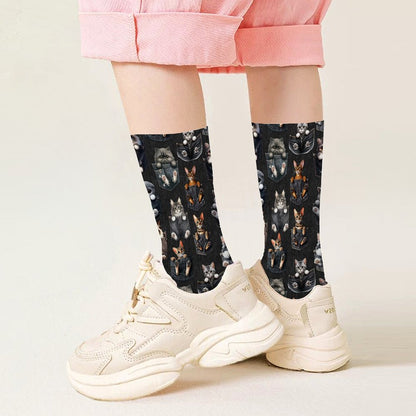Kitties in Pockets, Children’s Polyester Socks