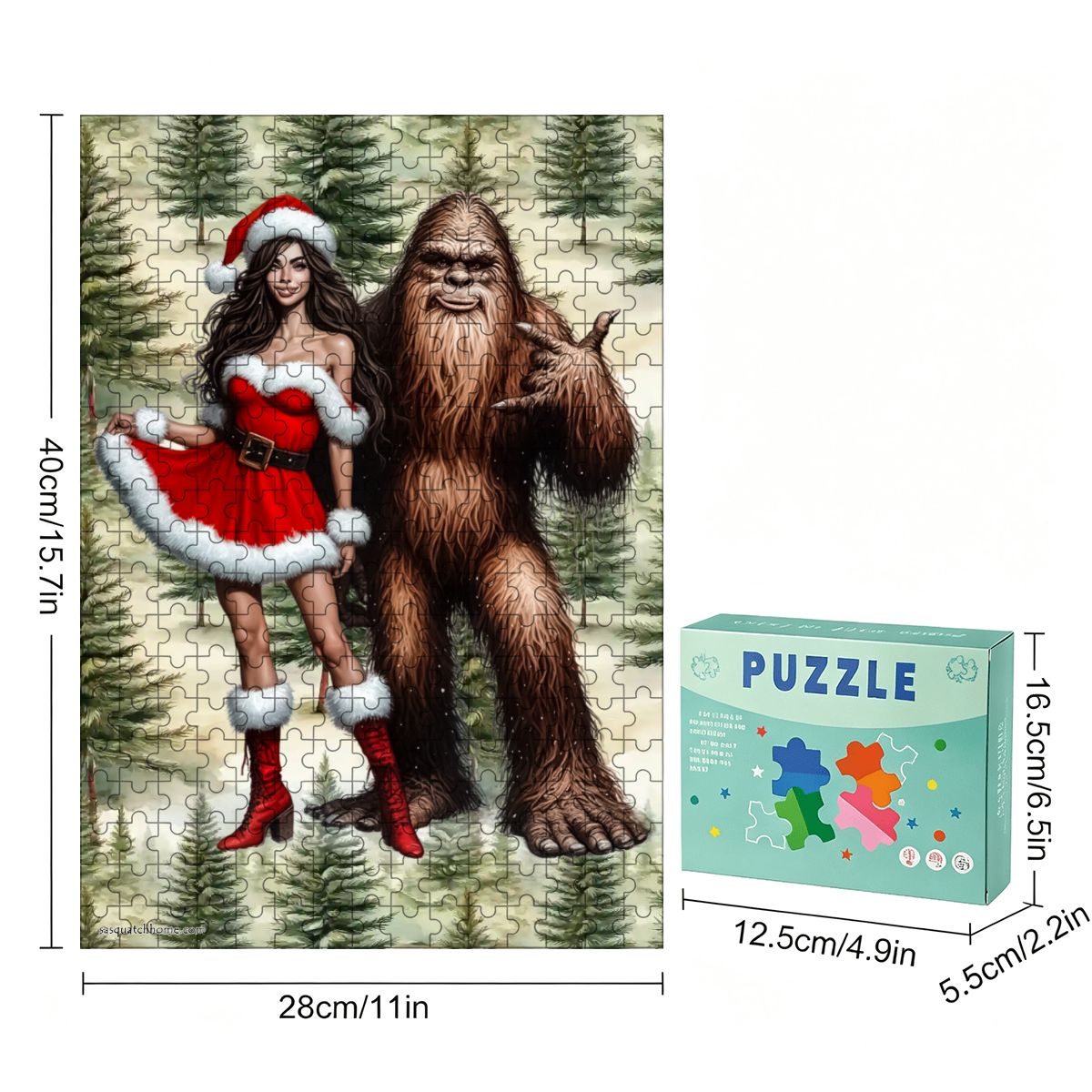 Sasquatch Christmas Playgirl 300pcs Wooden Vertical Jigsaw Puzzle