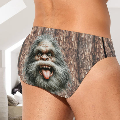 Bigfoot / Sasquatch Face, Men’s Silk Briefs Underwear