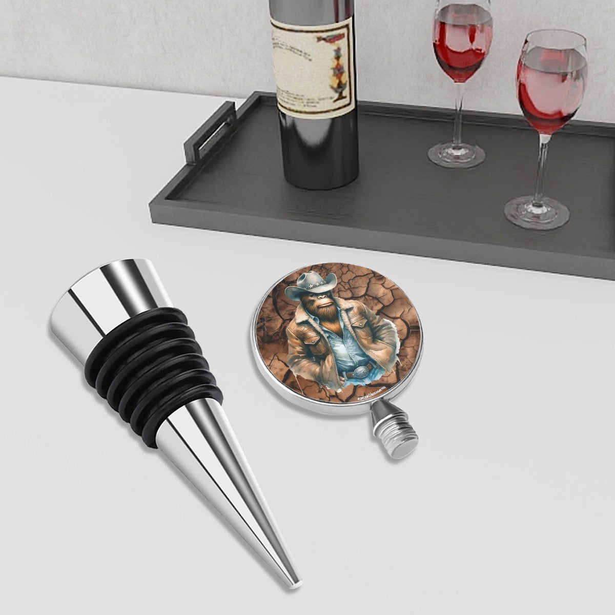 Cowboy Bigfoot / Sasquatch Wine Bottle Stopper