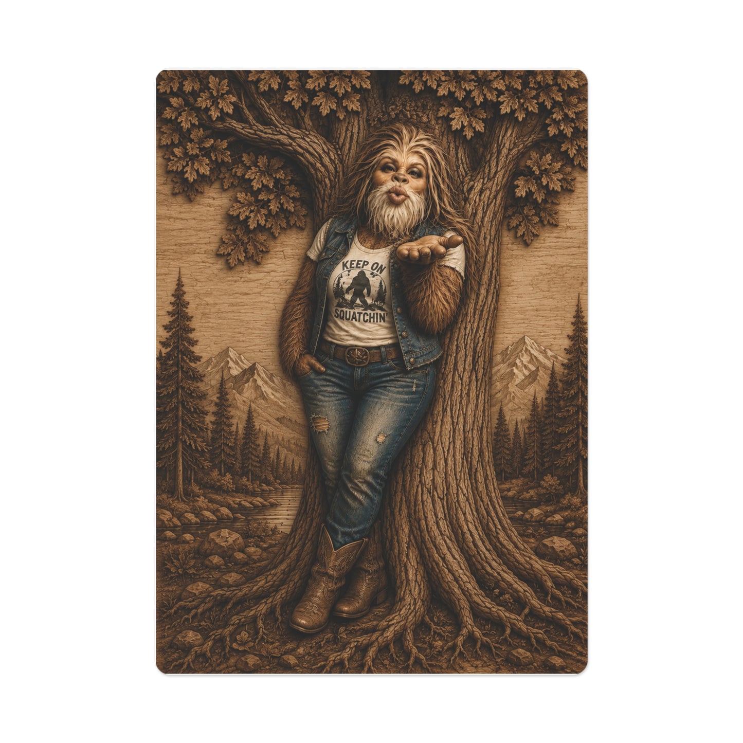 Bigfoot Sasquatch Kissy Face Playing Cards
