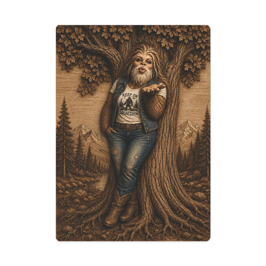 Bigfoot Sasquatch Kissy Face Playing Cards