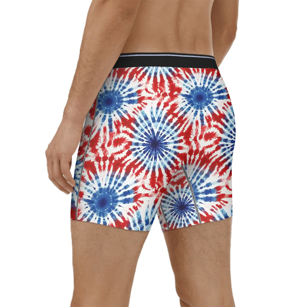 Tie-Dye Themed Men's Silky Polyester Extended Boxer Briefs Underwear