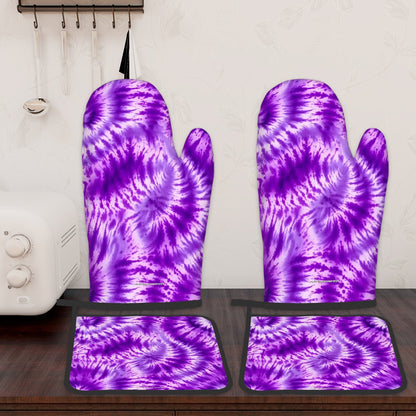 19 Tie Dye Designs, Set of 4 Oven Mitts and Pot Holders