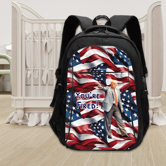 Donald Trump "You're Fired", Large Capacity, Oxford Travel, Laptop Bag with USB Charger