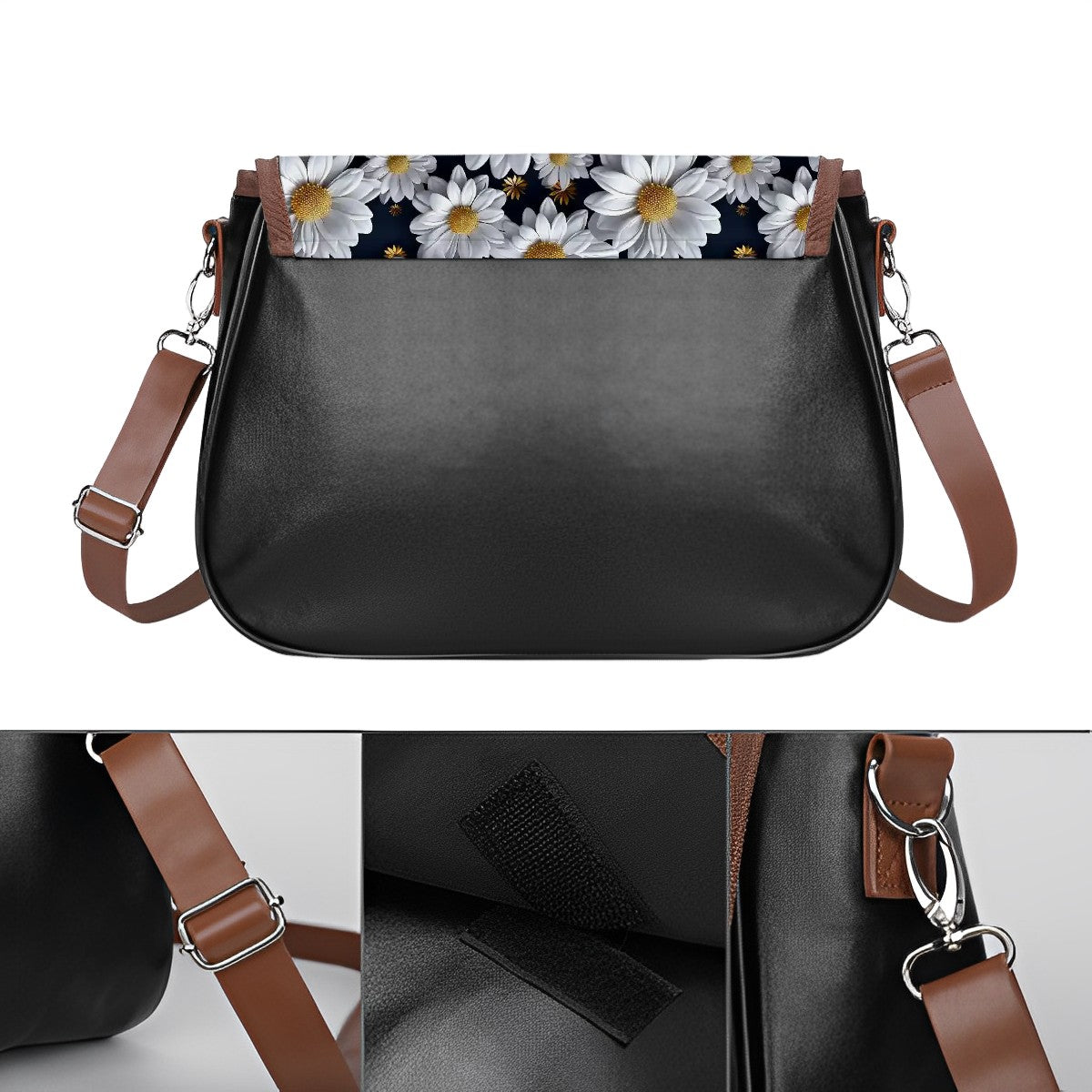 10 Flower Designs, Leather Shoulder Bag / Purse