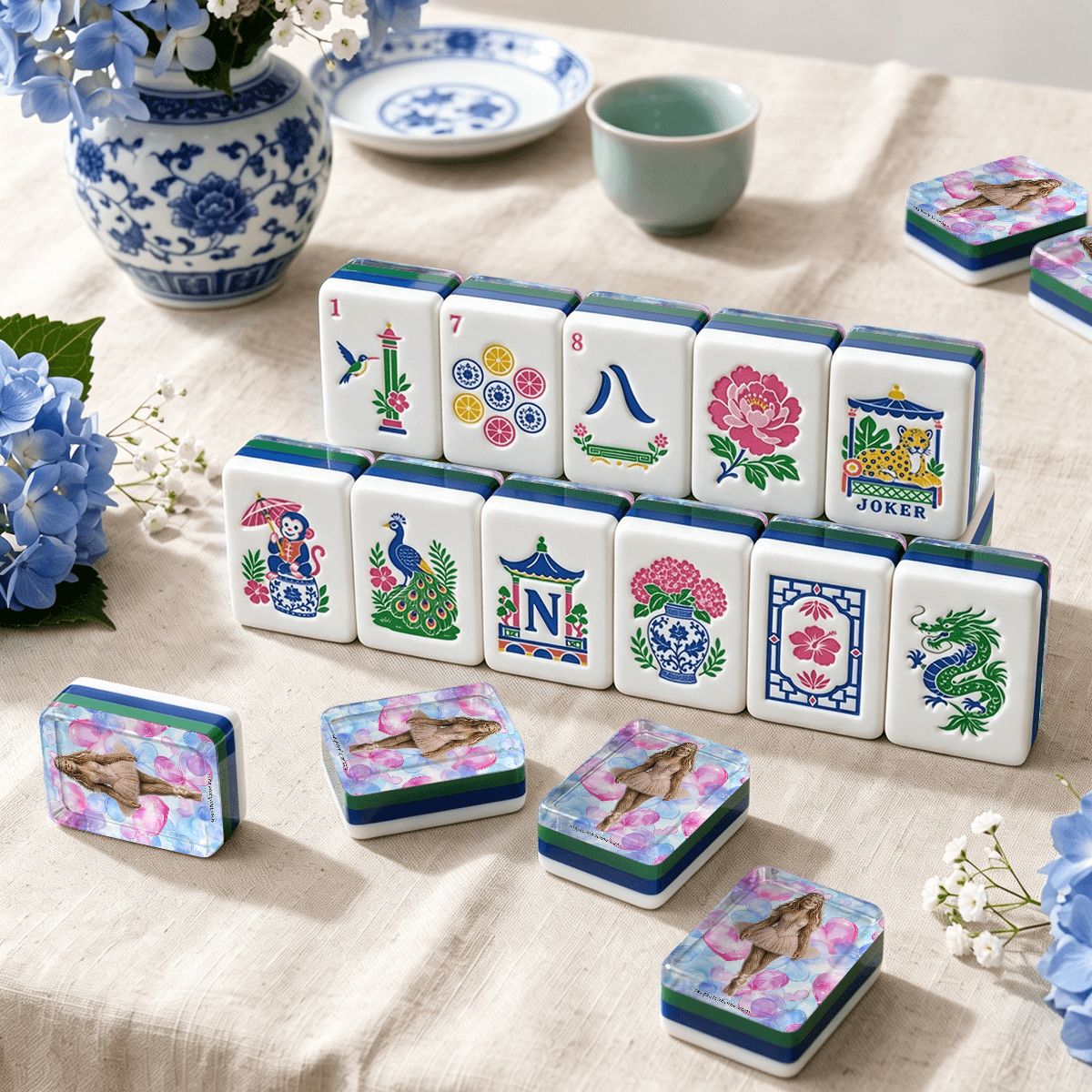 Ballerina Sasquatch Chinoiserie Chic American Mahjong Tiles