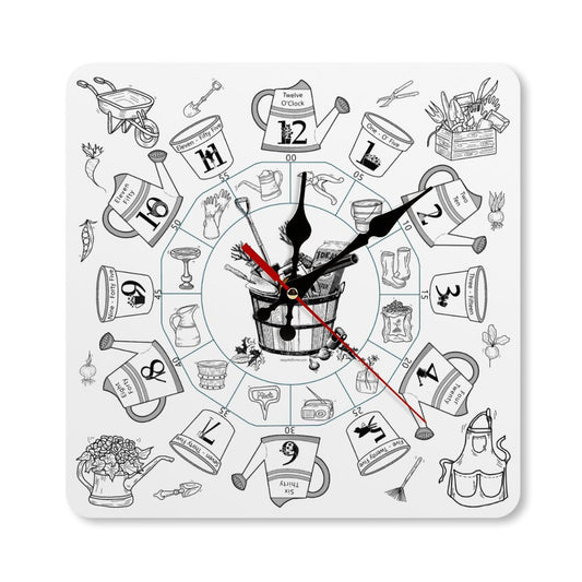 Gardening Square Wall Clock- Made in USA