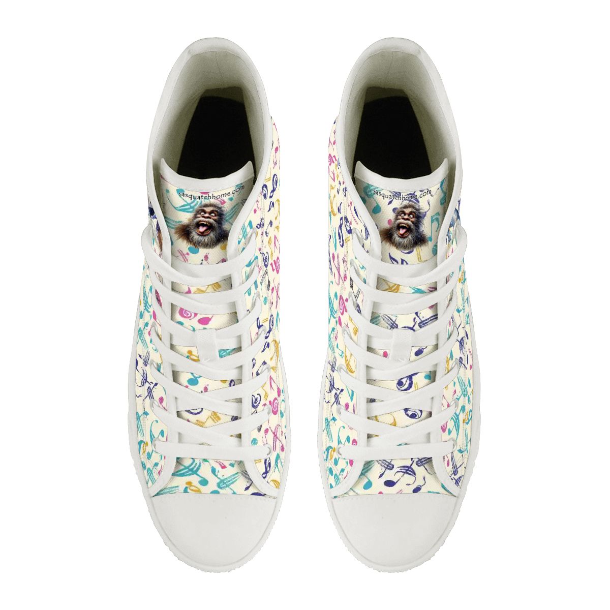 Dancing Bigfoot Sasquatch, Women's High Top Canvas Shoes