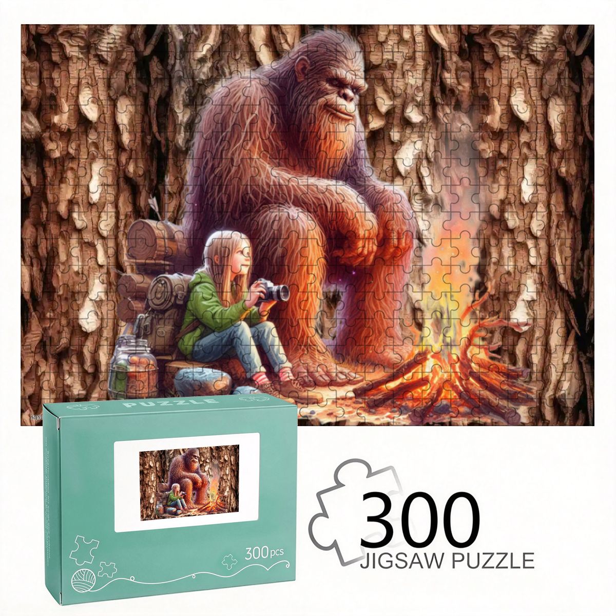 Sasquatch & Girl by Fier 300pcs Horizontal Wooden Jigsaw Puzzles