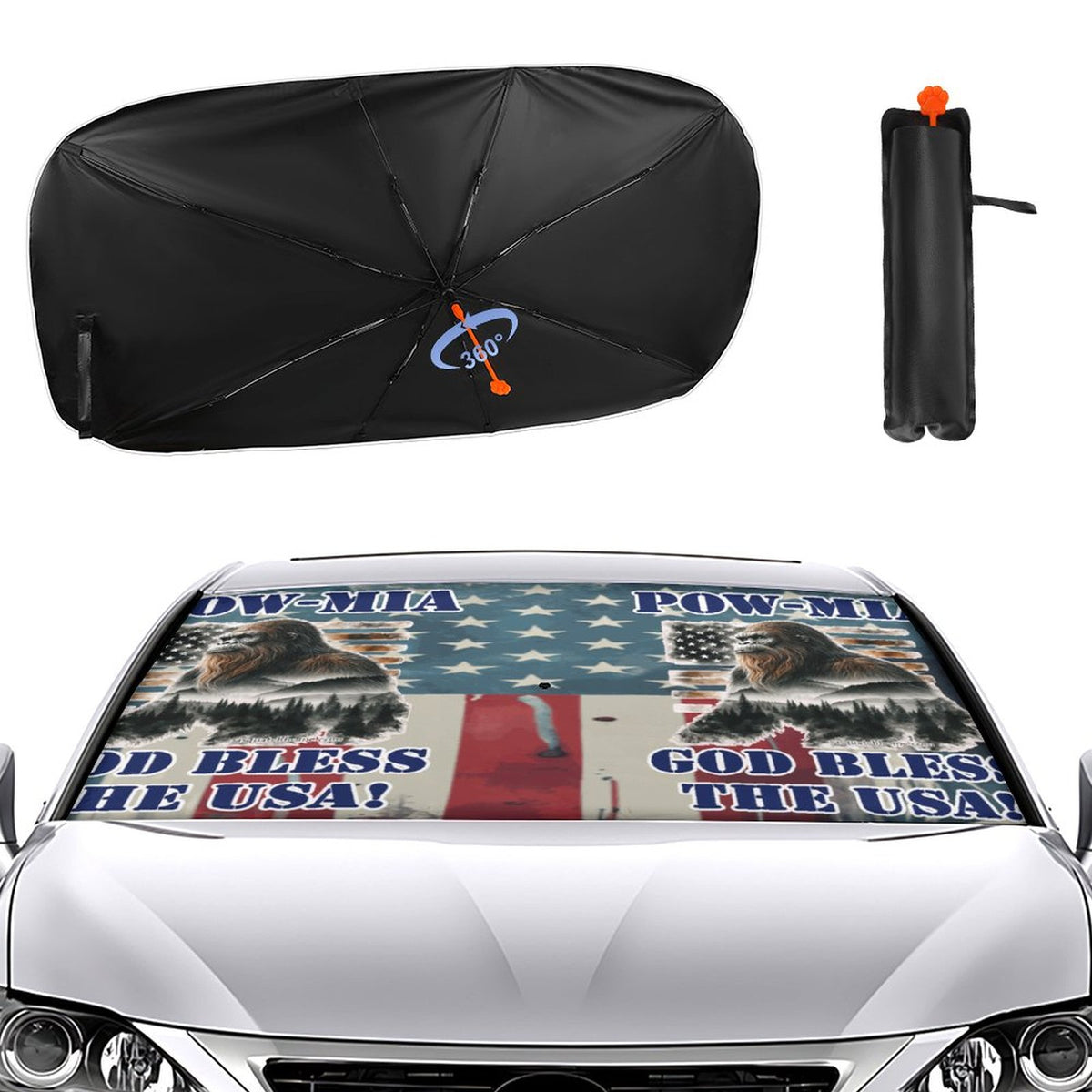 POW-MIA Sasquatch Car Sunshade Umbrella