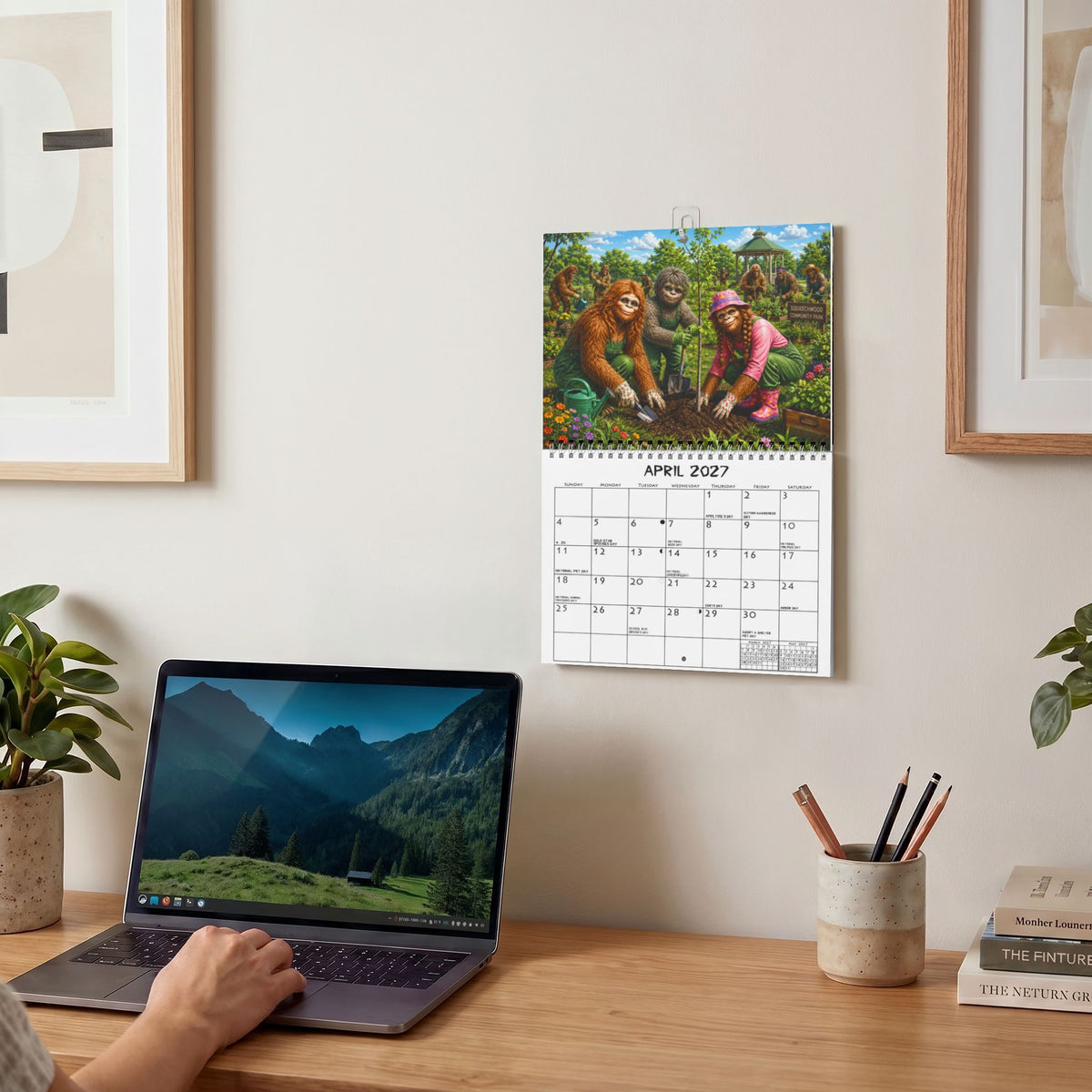 Bigfoot & Family 2027 Spiral Spine Wall Calendar