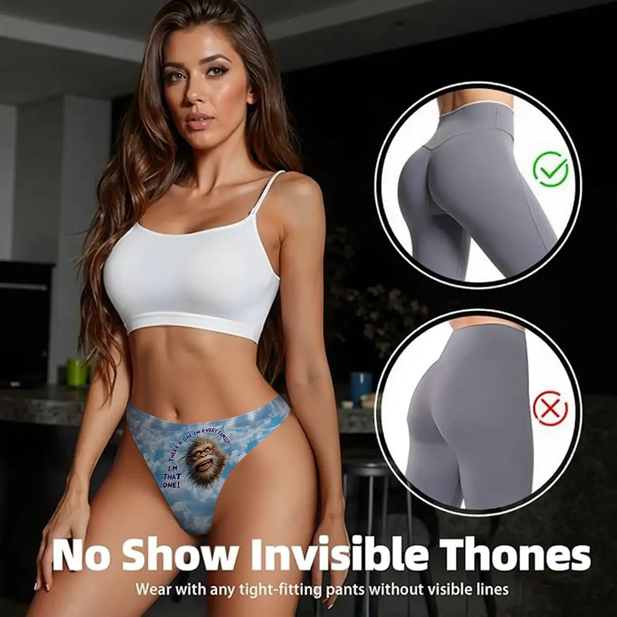 Women’s Bigfoot "There's one..."  Polyester Thong, Panties, Underwear