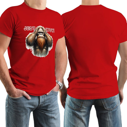 Sasquatch / Bigfoot "just Wow", Cotton Short Sleeve T-shirt