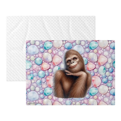 Female Bigfoot, Rainbow Stones, Fluffy, Soft Dog Blanket, Sasquatch Blanket