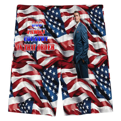 Charlie Kirk Memorial, Men’s Polyester, pocketed, pajama Shorts