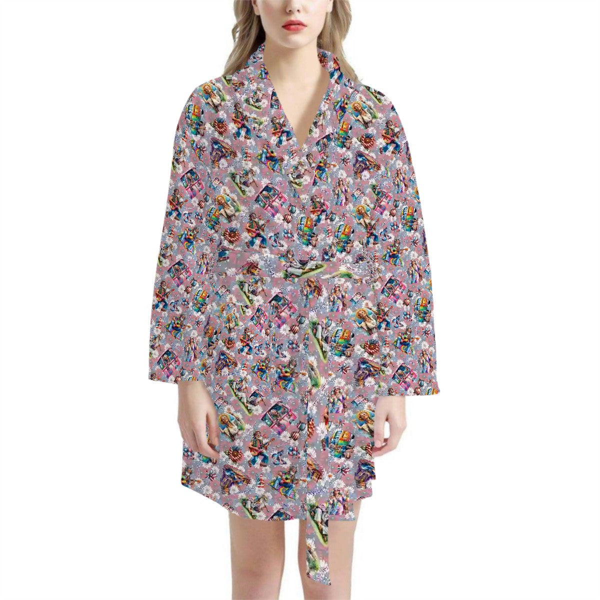 8 Patriot Designs / Animals, Women’s Bath Robe 33.5” Long