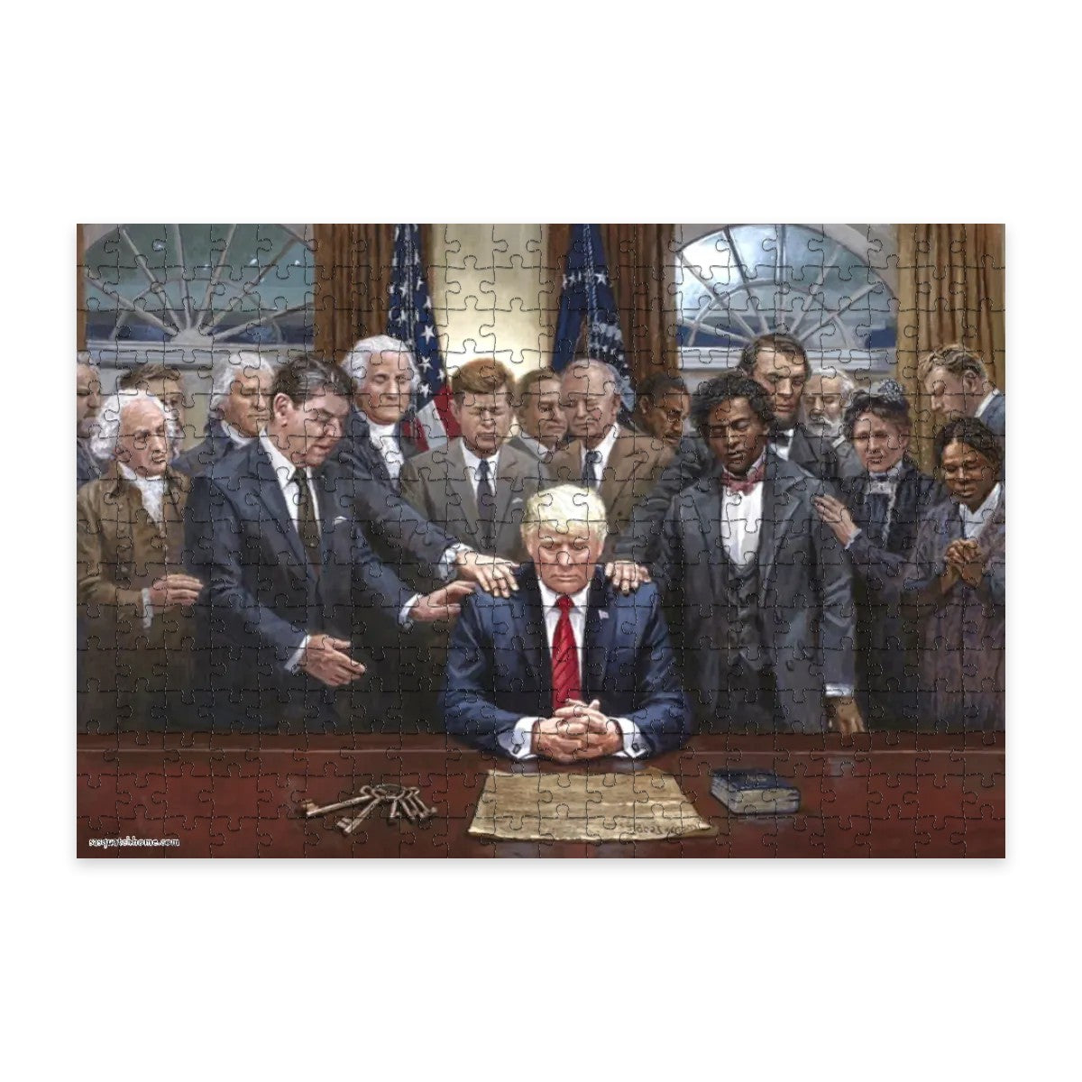 Donald Trump With Historical Figures Wooden Jigsaw Puzzle 300 pcs (Horizontal)