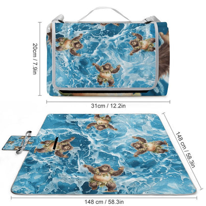 Foldable Zipper Picnic Mat- Blanket 58”x58” w/ Carry Straps