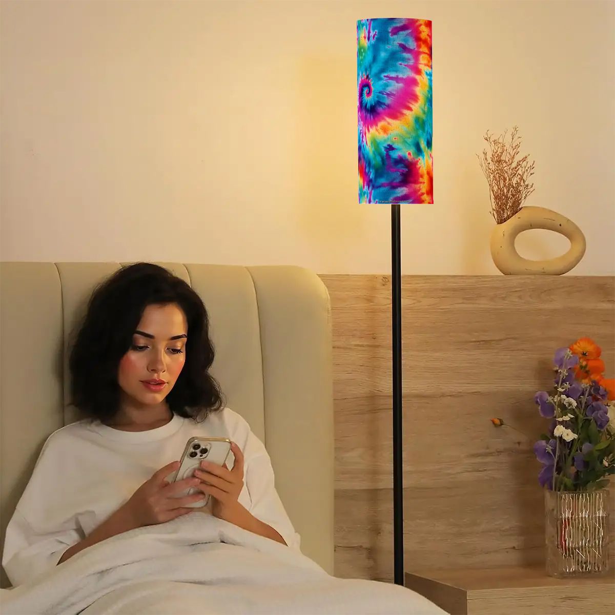 19 Tie Dye Designs, Floor Lamp Modern Standing Lamp (Made in USA)