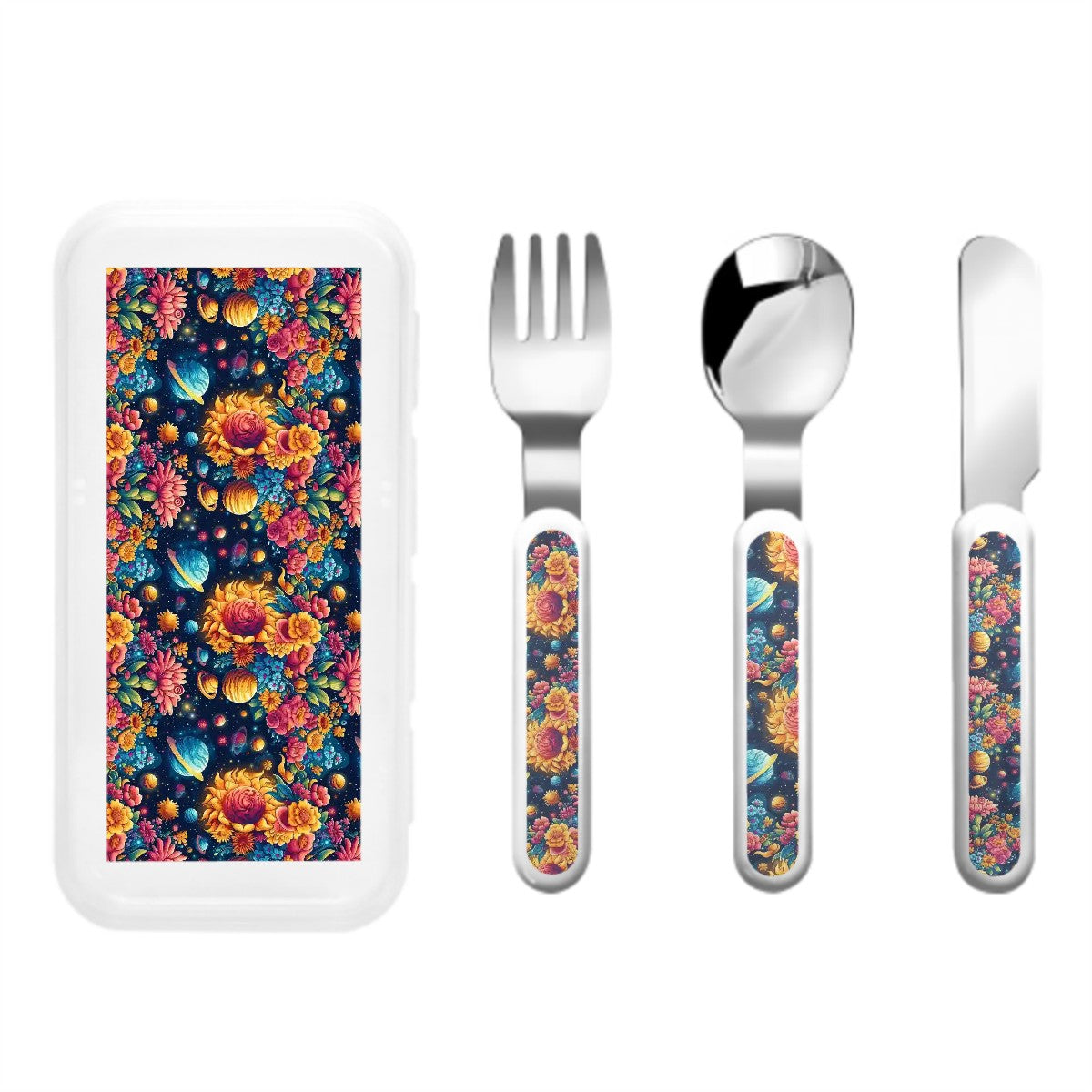 12 Galaxy Space Designs, Kids Cutlery Set Straight Handle