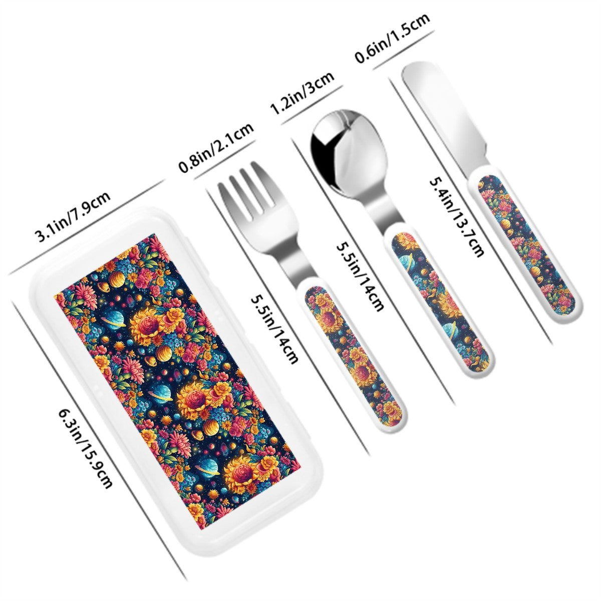 12 Galaxy Space Designs, Kids Cutlery Set Straight Handle