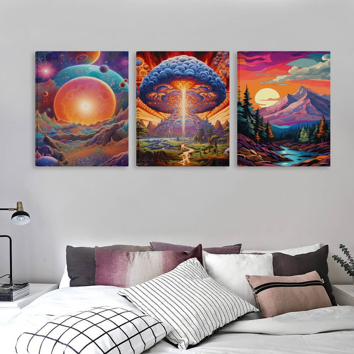 Alien Landscapes Canvas Wall Art -16”x 20” (x3) - Made In USA
