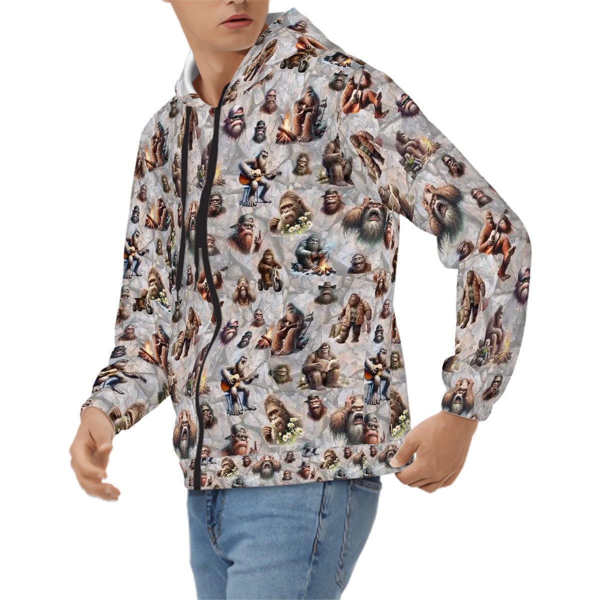 21 Bigfoot Sasquatch Designs, Adult Zip Up Hoodie