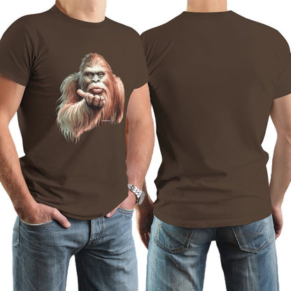 Sasquatch, Bigfoot Blow Kiss, Short Sleeve Cotton T-shirt